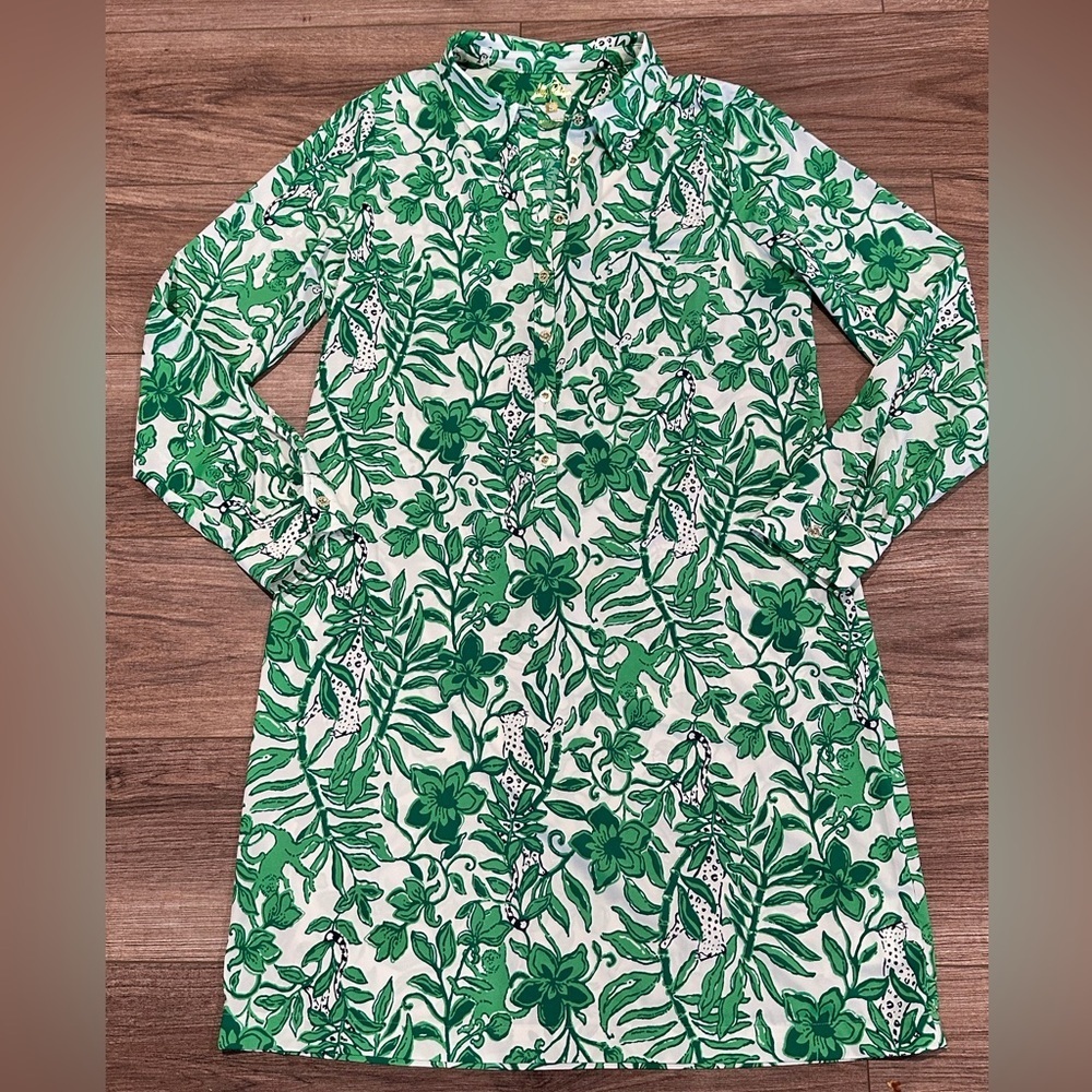 NWT! Lilly Pulitzer Kindra UPF 50+ Dress in Fiddle Leaf Green Lil Escape Plan - Picture 6 of 14